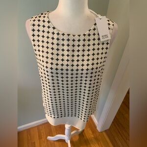 Rose + Olive Geometric Black/White top, size M